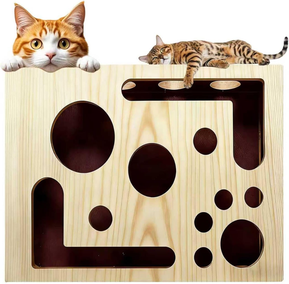 Generic cat scratch puzzle enrichment box front view for stress-free online pet grooming shopping