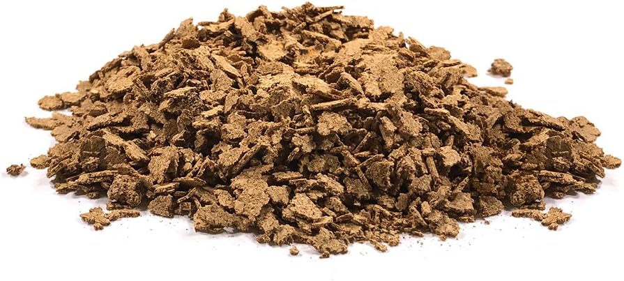 Close up view of natural cork granules texture for reptile habitats
