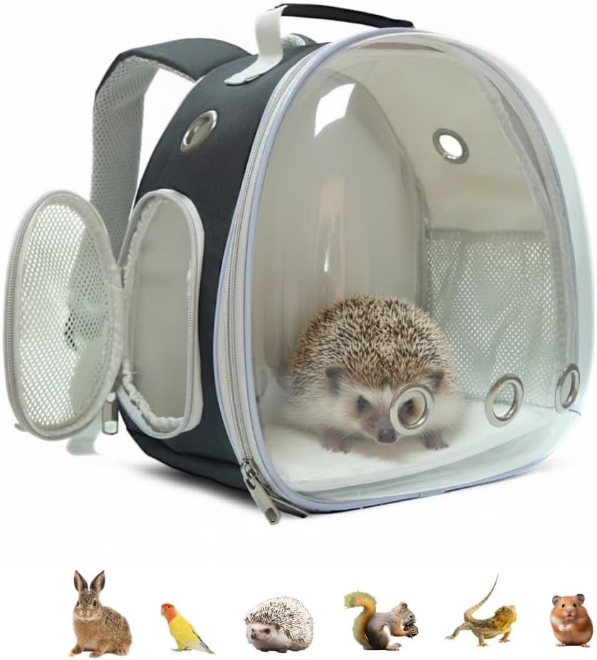Small Animal Carrier Guinea Pig Backpack,Transparent, Breathable Backpack Carrier for Hedgehogs, Rabbits, Birds, Squirrels, Hamsters, Lizards Comfortable, Portable Travel Bag for Small Pets (Pink) - Image 7