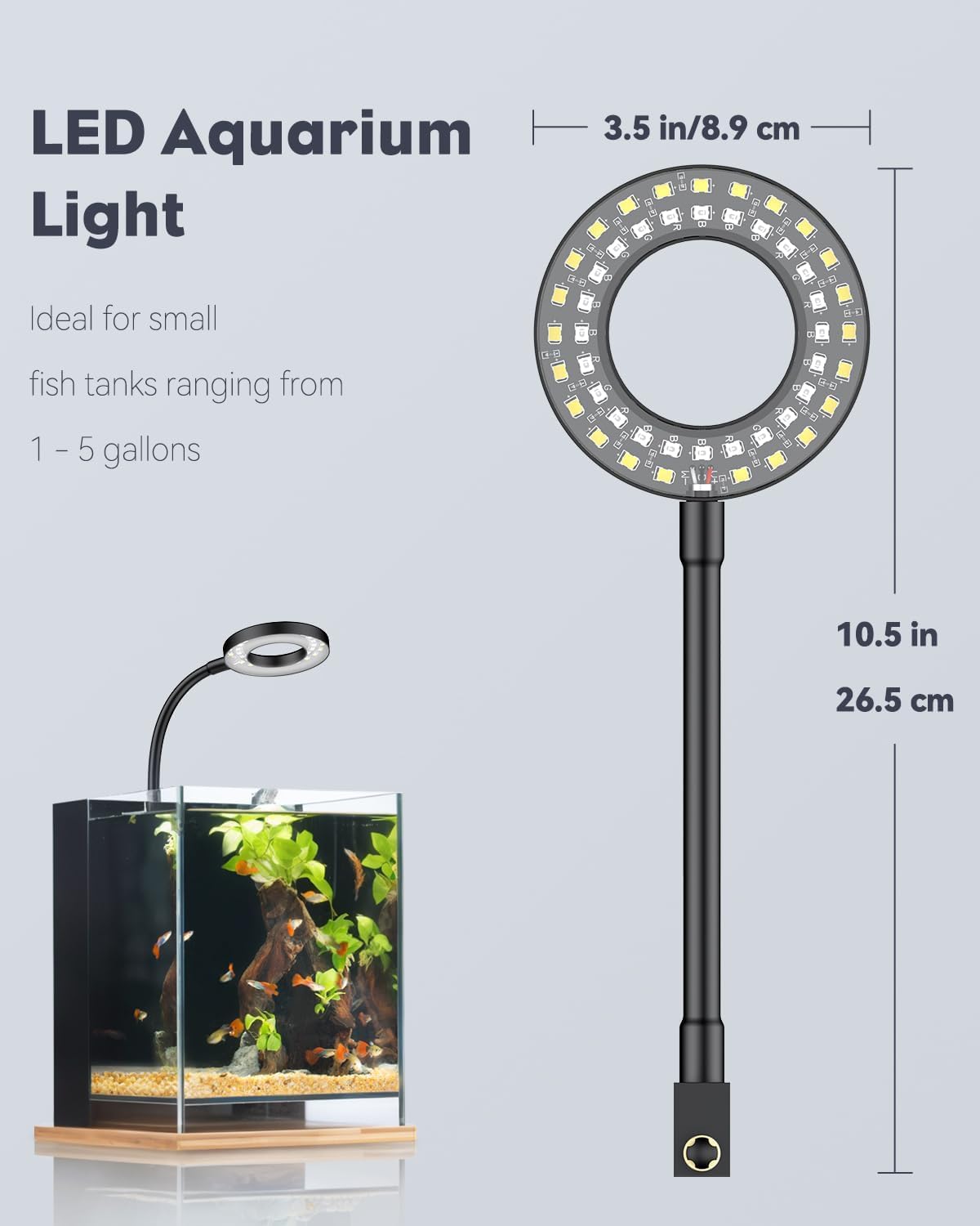 Pawfly dimmable full spectrum aquarium lamp highlighting blue red green lighting modes