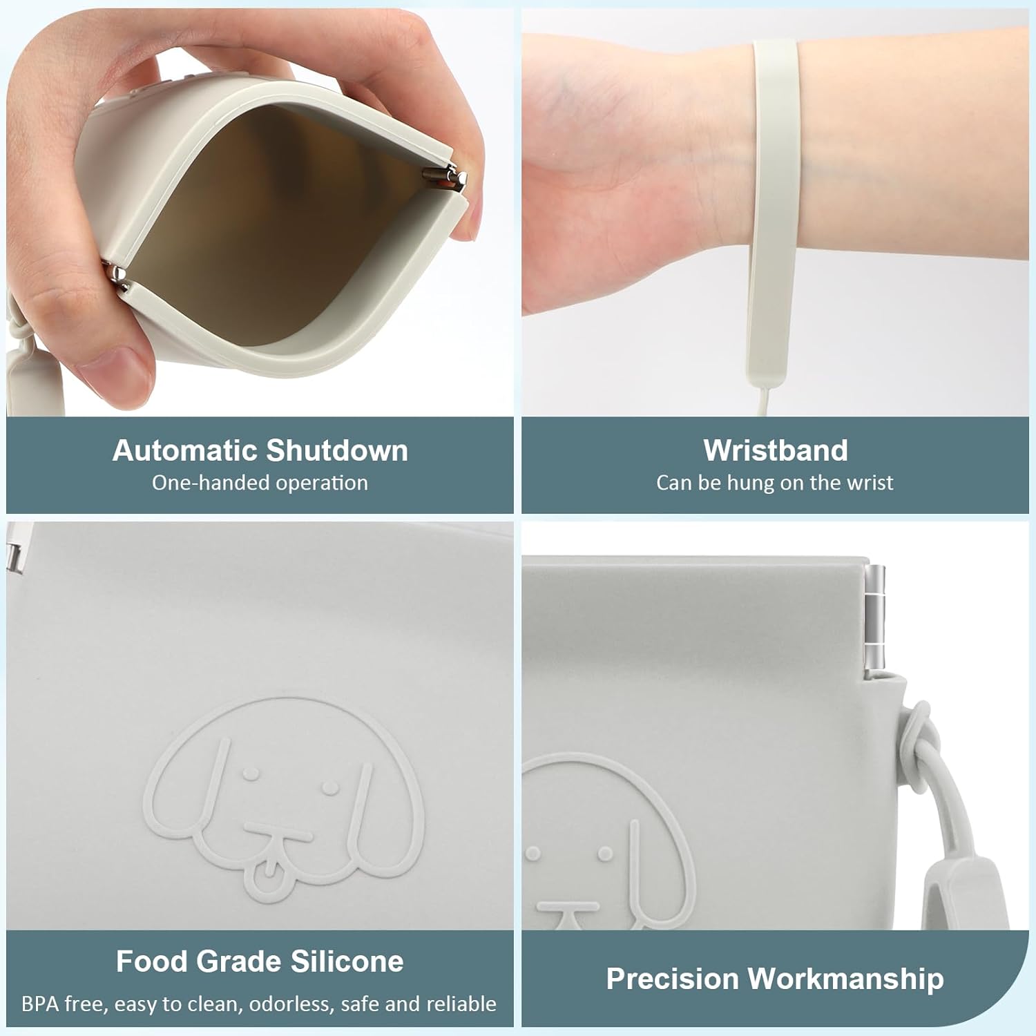 Pocket sized WALLFID dog treat pouch with attached wrist strap on a walk