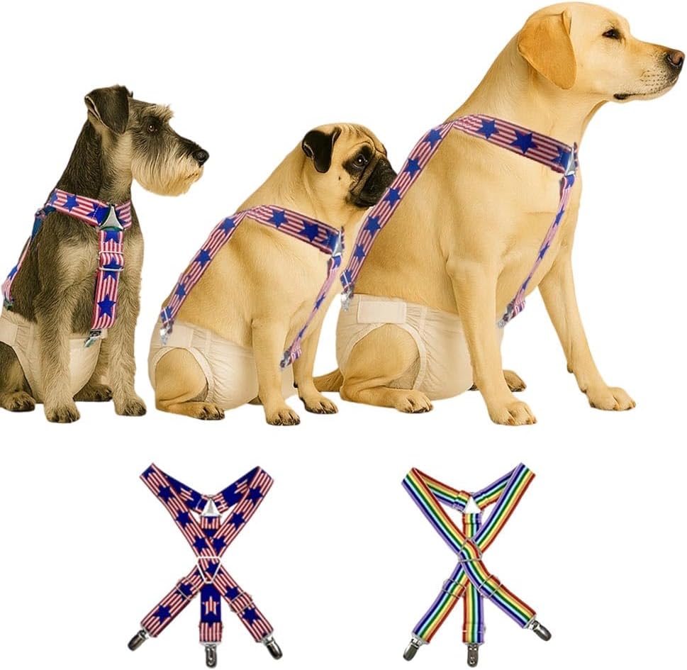 Lamiaraga non slip dog diaper suspenders front view on a pet showing secure fit.