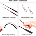 Close up view of the durable metal safety clasp on the cat string teaser wand.