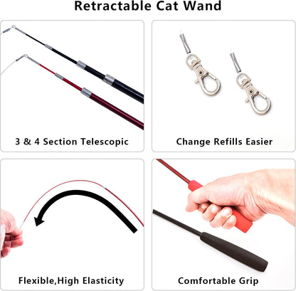 Close up view of the durable metal safety clasp on the cat string teaser wand.