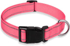 Reflective Dog Collar with Buckle Adjustable Safety Nylon Collars for Small Medium Large Dogs, Pink S - Image 15