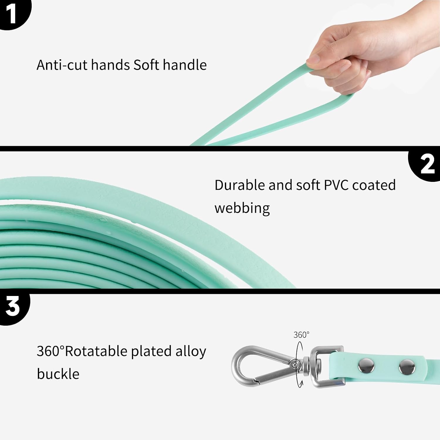 Heavy duty outdoor recall lead ten feet length for small medium large dogs