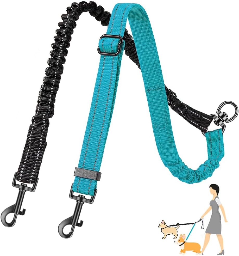 AUTOWT Two Dog Lead, 2 in 1 Upgraded Double Dog Leash Attachment Combine Adjustable Strap and Shock Absorbing Bungee No Tangle Dual Training Splitter for Different Size Dogs - Image 11