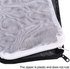 Close up of corrosion resistant plastic zipper on DEPEPE filter bag
