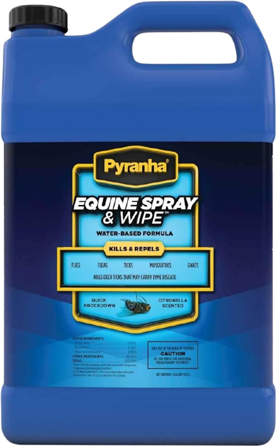 Tack Shack Pyranha horse insecticide spray back label containing complete usage instructions
