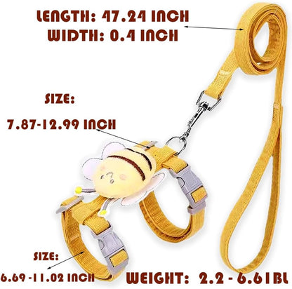 HHSSALIN cartoon bee kitten vest harness adjustable strap close up
