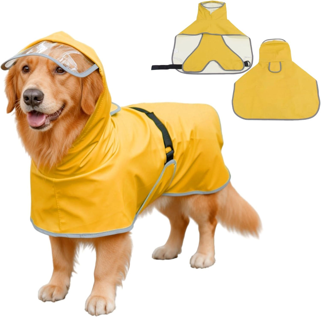 Dog Poncho Hooded Raincoat for Puppies & Small to Large Dogs, Reflective Strips for Night Safety, Lightweight & Adjustable Fit (Medium, Yellow) - Image 9
