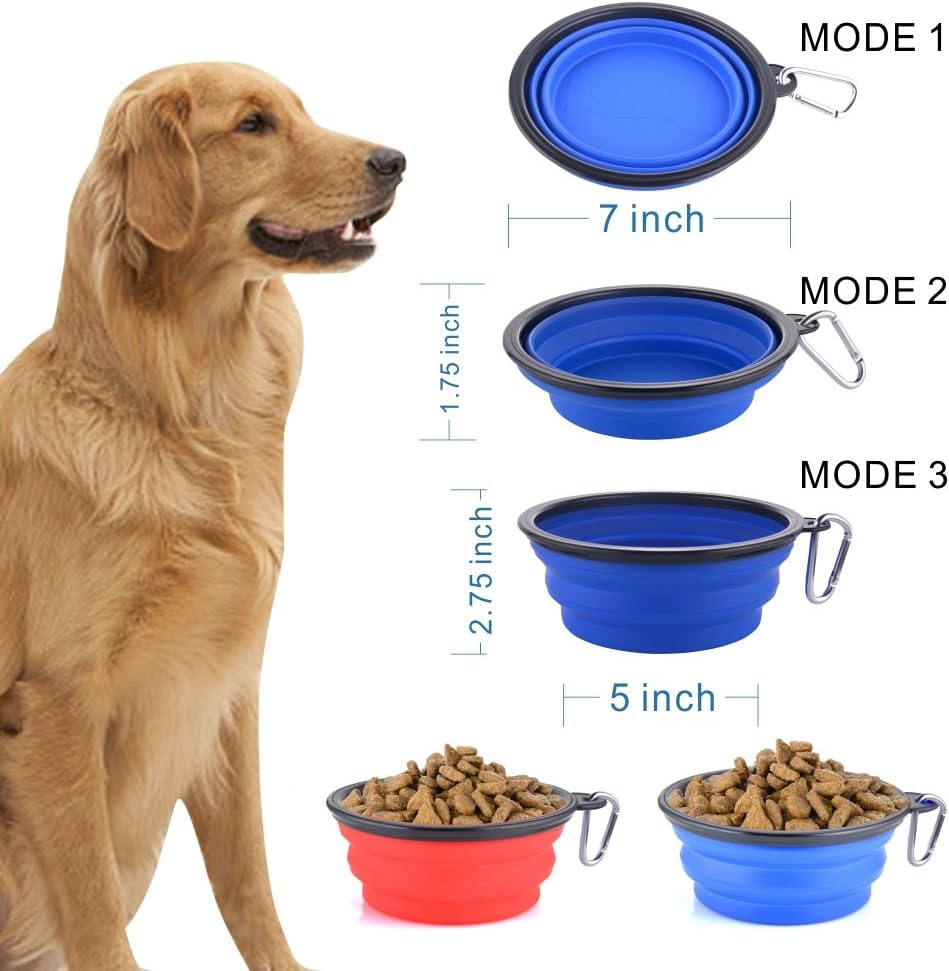 Guardians travel dog food dish expanded fully with metal carabiner clip attached