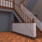 Child safety screen netting mounted on apartment stairs