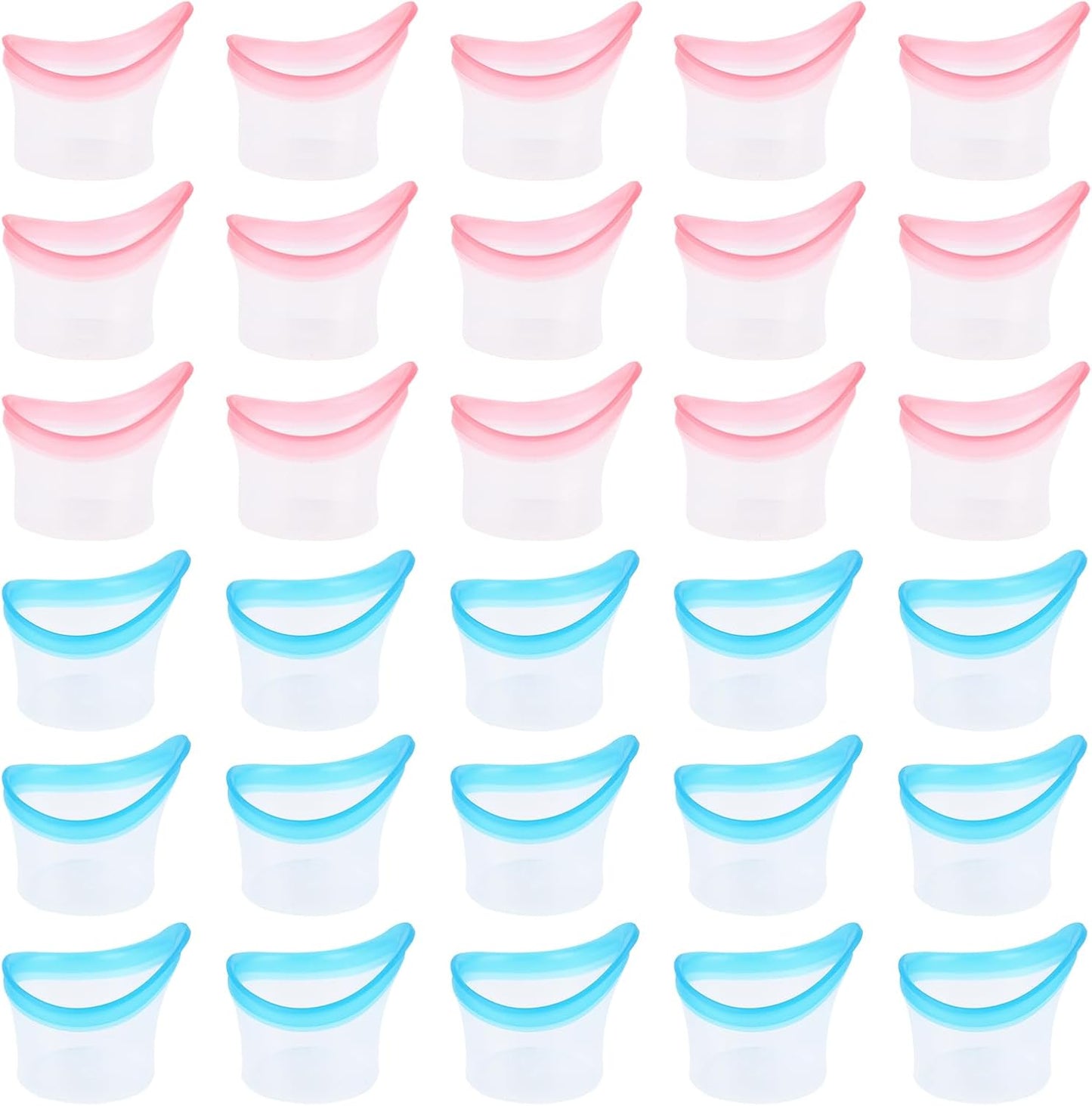 BUWUSMU 30 piece silicone eye wash cups front view for eye cleansing.