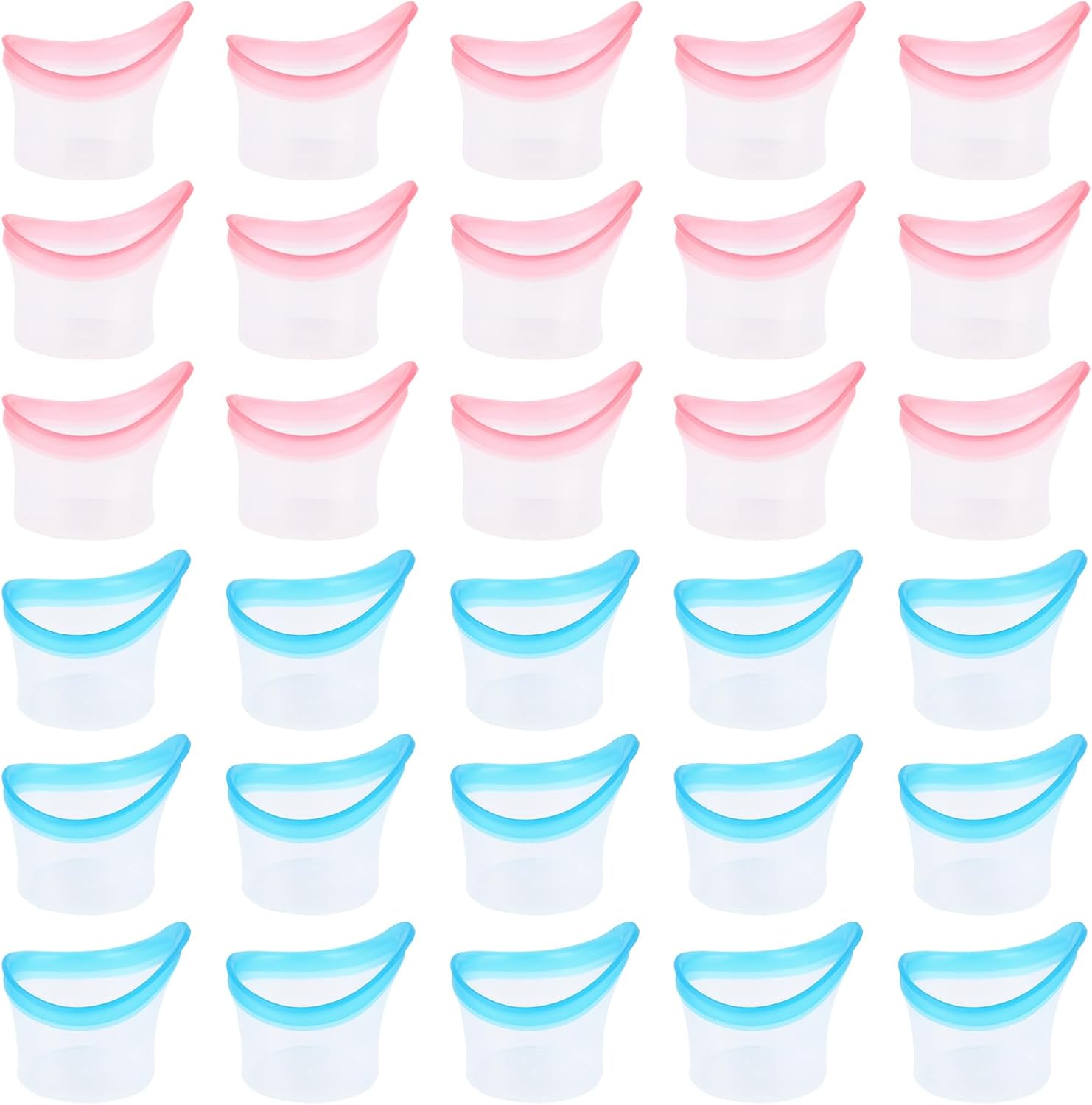 BUWUSMU 30 piece silicone eye wash cups front view for eye cleansing.