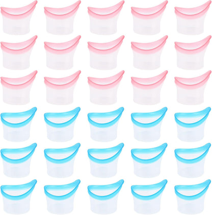 BUWUSMU 30 piece silicone eye wash cups front view for eye cleansing.