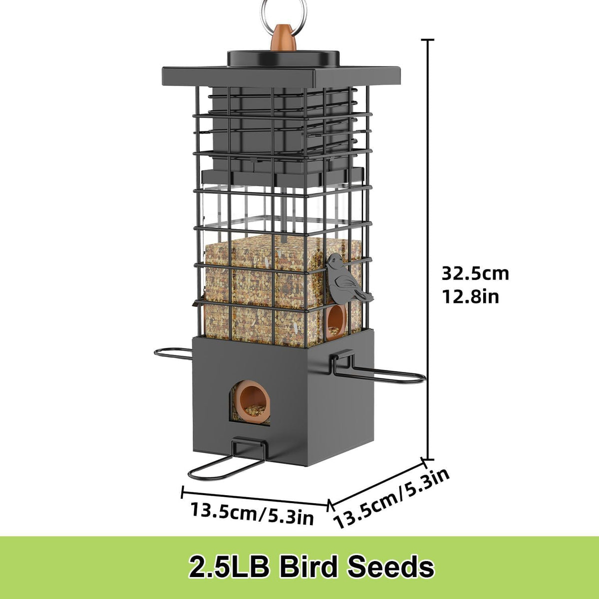 Metal Squirrel Proof Bird Feeder,2.5LB Capacity,Easy Refill & Clean - Image 3