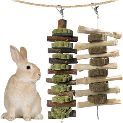 kathson Guinea Pig Treats Hanging Bunny Chew Toys for Teeth Grinding, Organic Bamboo Sticks Natural Rabbit Enrichment Toys for Small Animals Hamster Chinchilla 2 Pack - Image 9