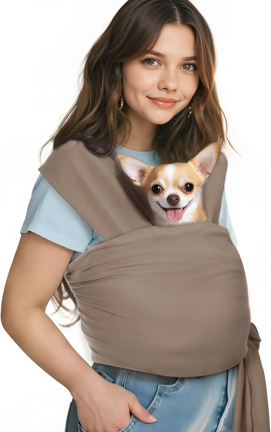 Pawaboo Pet Sling Carrier for Small Dogs and Cats, Hands Free Dog Carrier Sling, Anti-Anxious Soft Cotton Front Facing Cat Carriers Papoose, Puppy Kitten Pouch Reduce Back Neck Pain, Black - Image 9