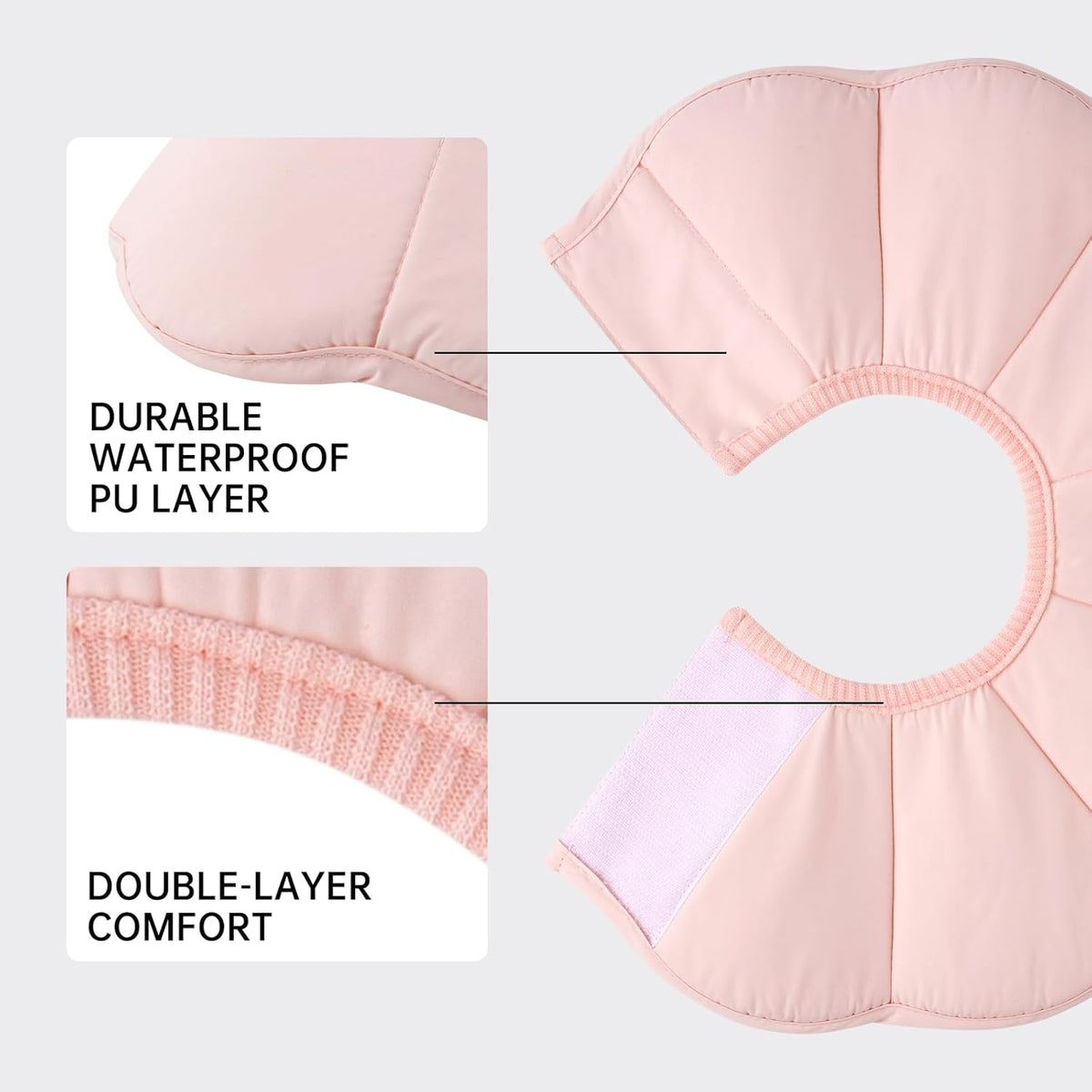 Touchdog protective flower shape cat cone collar showing adjustable fastening system.