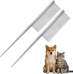 2 Pcs Grooming Pet Comb, 7.2Inch Dog Rat Tail Comb with Rounded Ends Cat Hair Trimmer Combs Knots Mats Loose Hair Removal (Pink), Intended for Small Dog Cat - Image 10