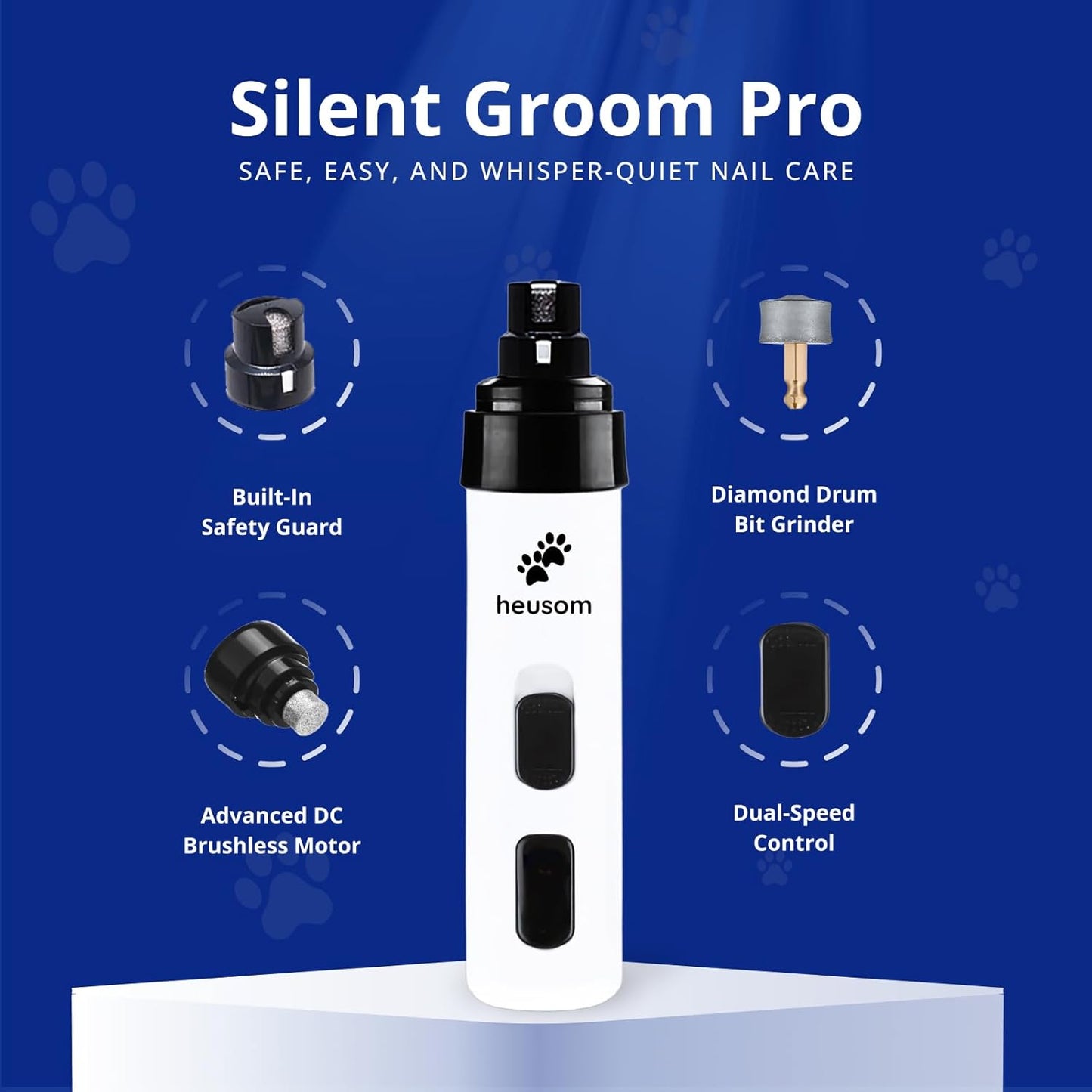 Close up of Heusom pet nail grinder diamond grinding head