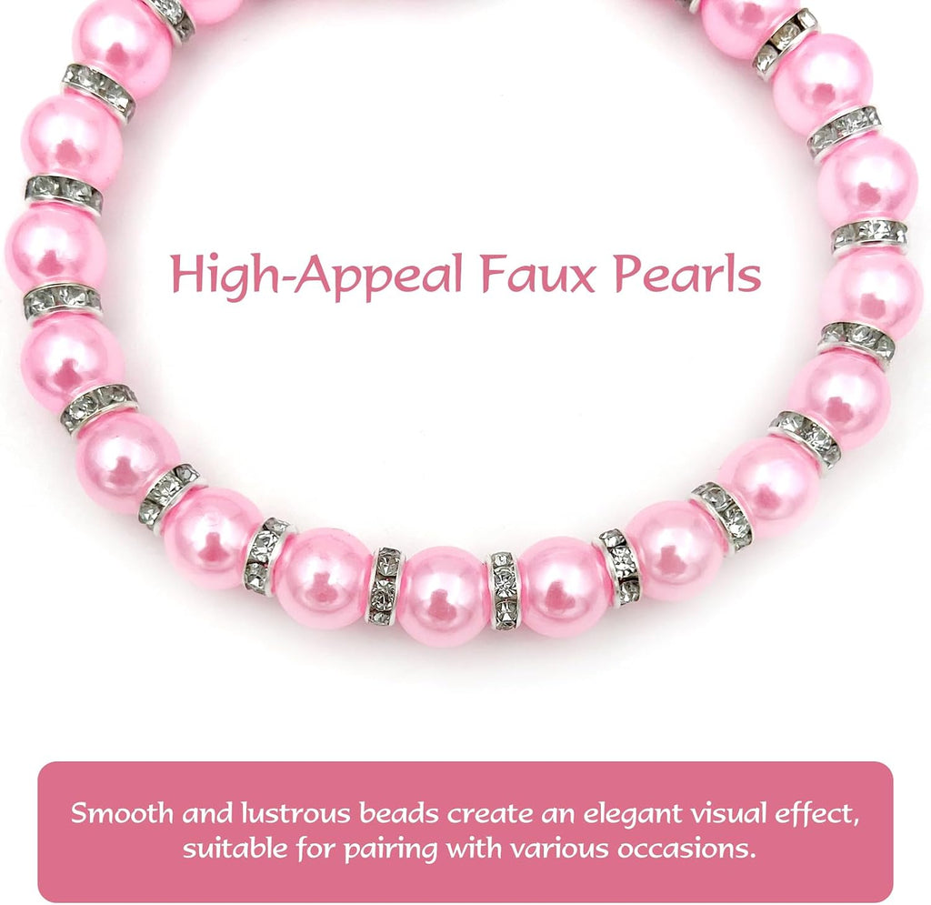 Side view of the premium pink pet collar displaying the flexible secure jewelry clasp.