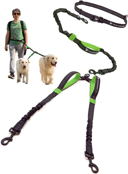 Pet Dreamland Exquisite Hands Free Double Dog Leash for Two Dogs with Tangle-Free Swivel. Premium Quality & Versatile for Running. You Will Absolutely Love This Amazing Waist Leash (Khaki & Orange) - Image 12