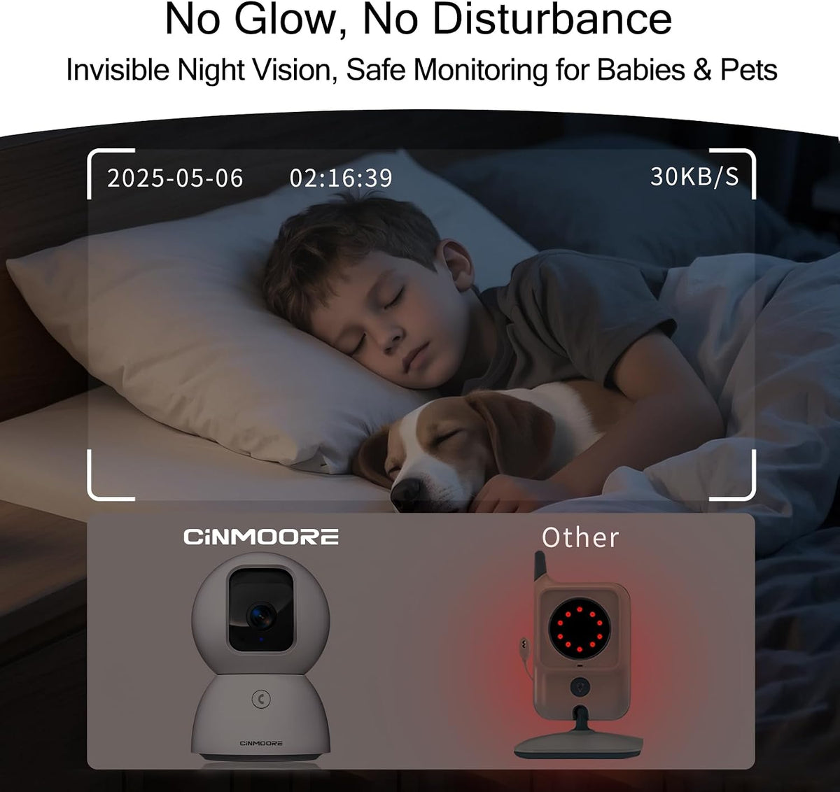 Cinmoore security camera mobile app interface on smartphone