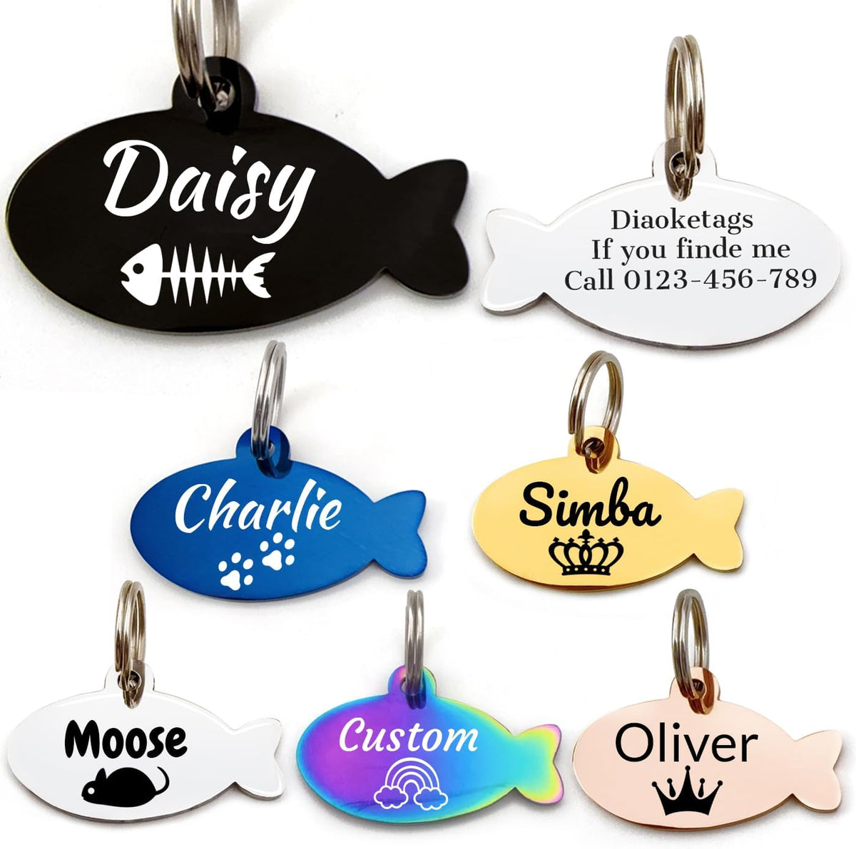 Stainless Steel Cat ID Tag Personalized Pet Tags with up to 4 Lines of Custom Text, Small Pet Mini Dog Cat Tag Lightweight, Engraved on Both Sides, Multiple Patterns Colors Size Options (cat) - Image 13
