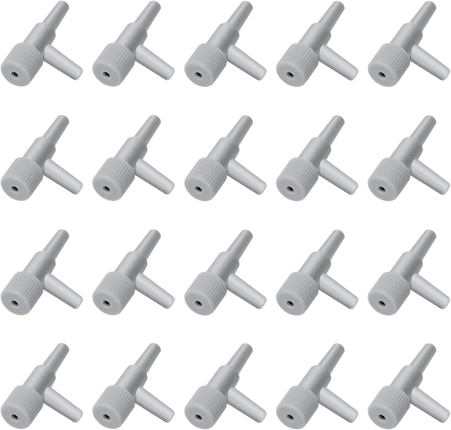 AQUANEAT aquarium control valve 20 pack front view showing the grey plastic inline regulator structure.