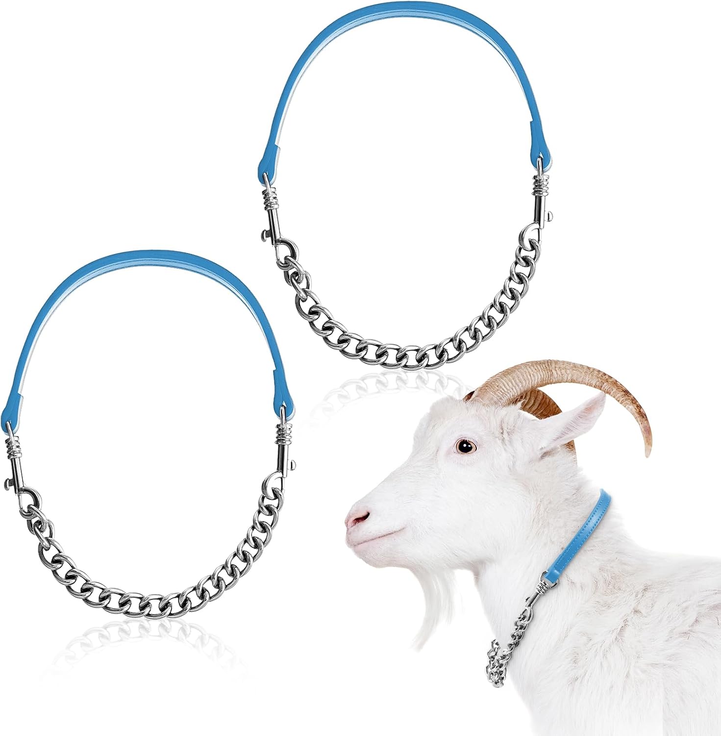 Misdary 1 Pcs Goat Show Collars, Adjustable 14"-24" Iron Chain Halter for Sheep, Horses, Dogs, Cows & Calves, Farm Animal Supplies Accessories Animal Lovers Gift (14'',Brown) - Image 9