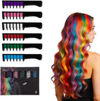 Festive Fun Hair Chalk Combs, 10 Colors Temporary Hair Color Comb Dye for Kids, Washable Makeup Stuff, Birthday Christmas Gifts for Girls Ages 4 5 6 7 8 9 10+, Safe DIY Party Cosplay (1 Set 6 Colors) - Image 1