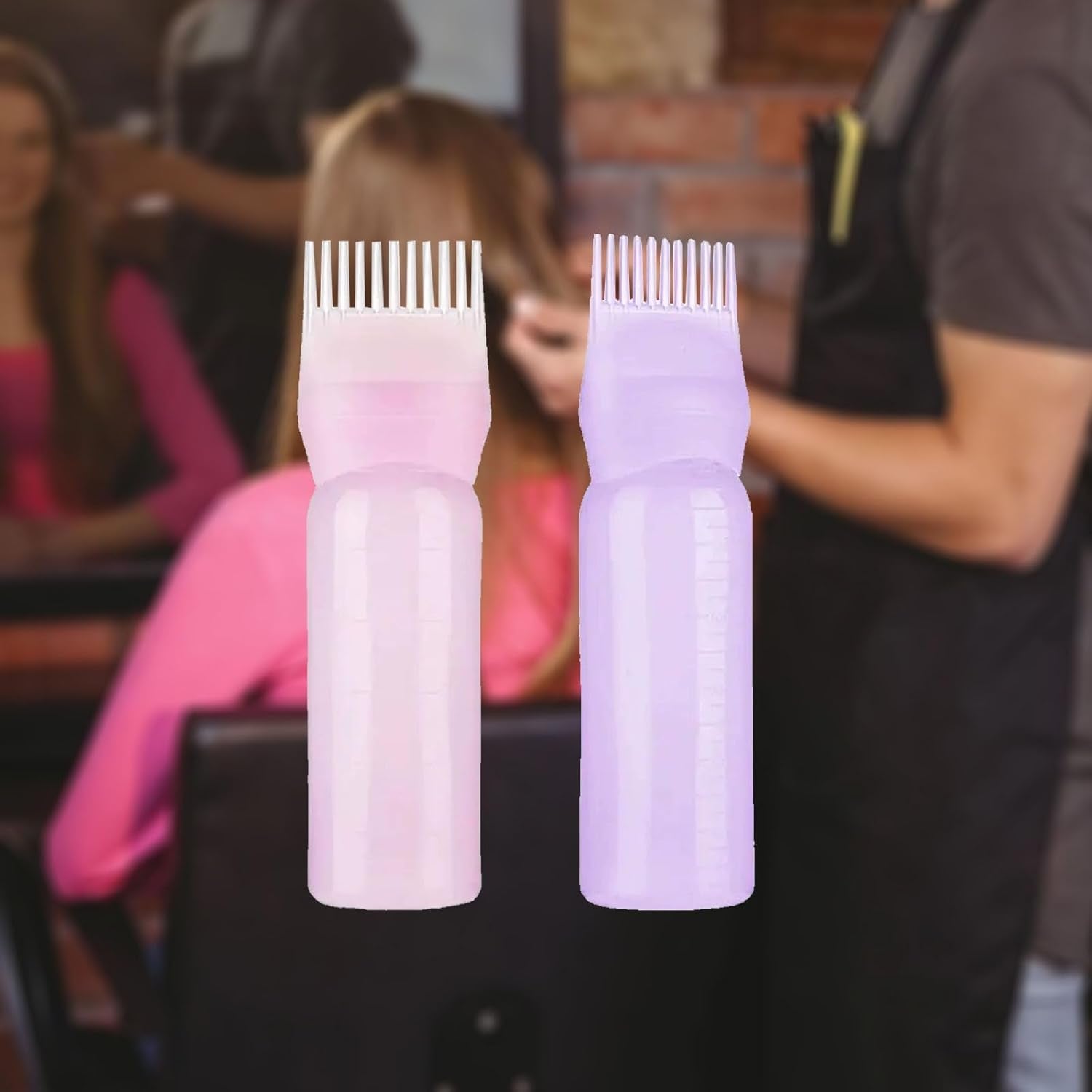 Pimoys root comb applicator bottle front view showing purple and pink options