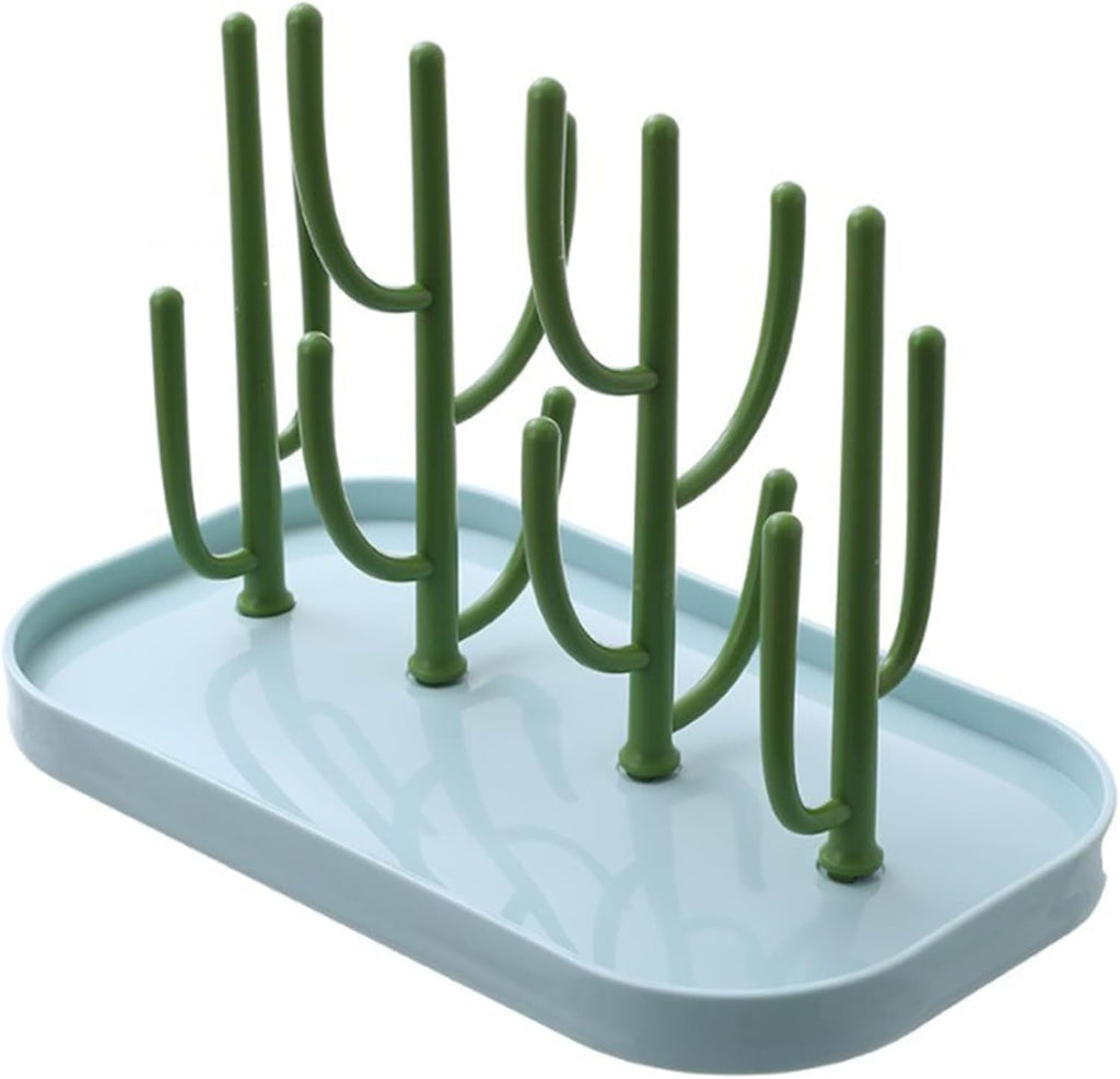 Upkoch cactus baby bottle drying rack front view green