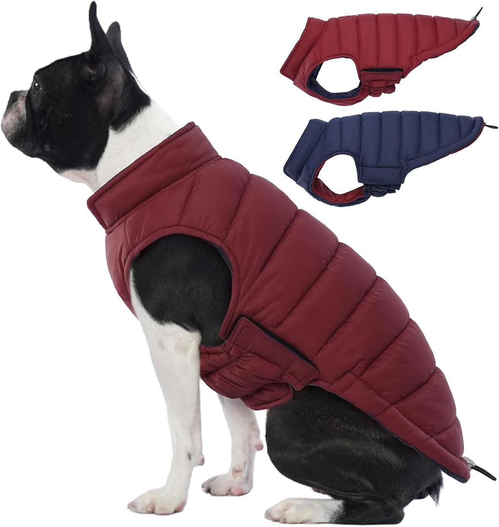 Lelepet Reversible Dog Coat Waterproof Dog Jacket Windproof Puffer Vest for Winter Warm Lightweight Coats for Large Dogs Adjustbale Hook & Loop Pet Apparel with Leash Hole, Pitbull, Wine Red, XL - Image 12