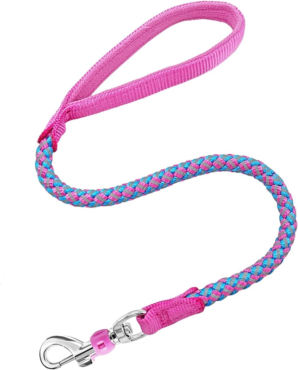 2/3/4/6/10 Foot Reflective Dog Leash Strong Nylon Rope Braided Heavy Duty for Large and Medium Small Dogs Walking Training Leads (Black, 3ft * 1/2") - Image 14