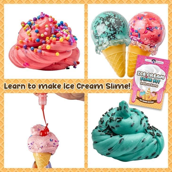 Inside view of the DIY slime making set displaying clear glue, foam soap, and colorful mix-ins.
