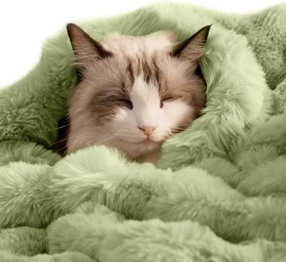 SOMAHE Cat Blanket, Reversible Sherpa & Bubble Fleece Pet Throw, Ultra-Soft Plush for Indoor Cats, Machine Washable, Anti-Static, Warm & Cozy, 22"x18" Inch White - Image 14