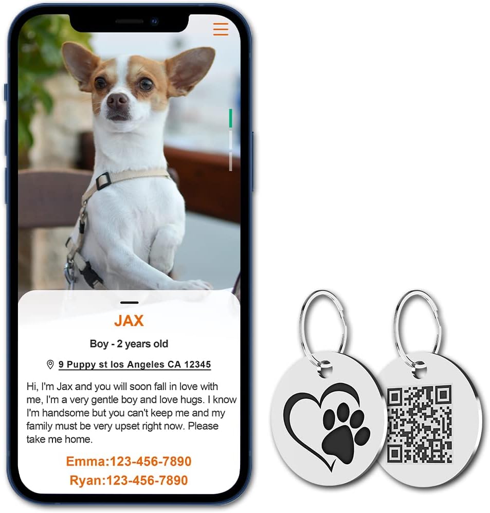 Digital pet profile interface preview linked to the MYLUCKYTAG smart tracking system