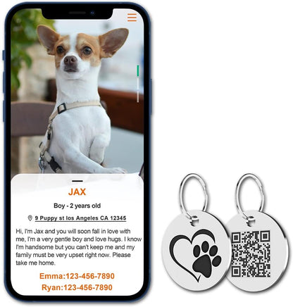 Digital pet profile interface preview linked to the MYLUCKYTAG smart tracking system