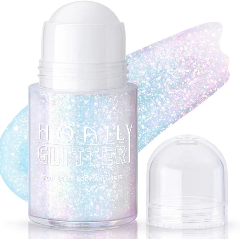 Hosaily roll on holographic body glitter gel sparkling pink front view