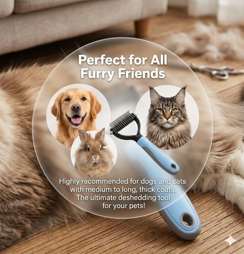 Double-sided stainless steel teeth on pet dematting tool