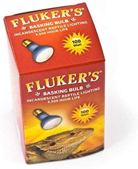 Fluker's incandescent basking spotlight bulb 100-watt front view for reptile terrariums.