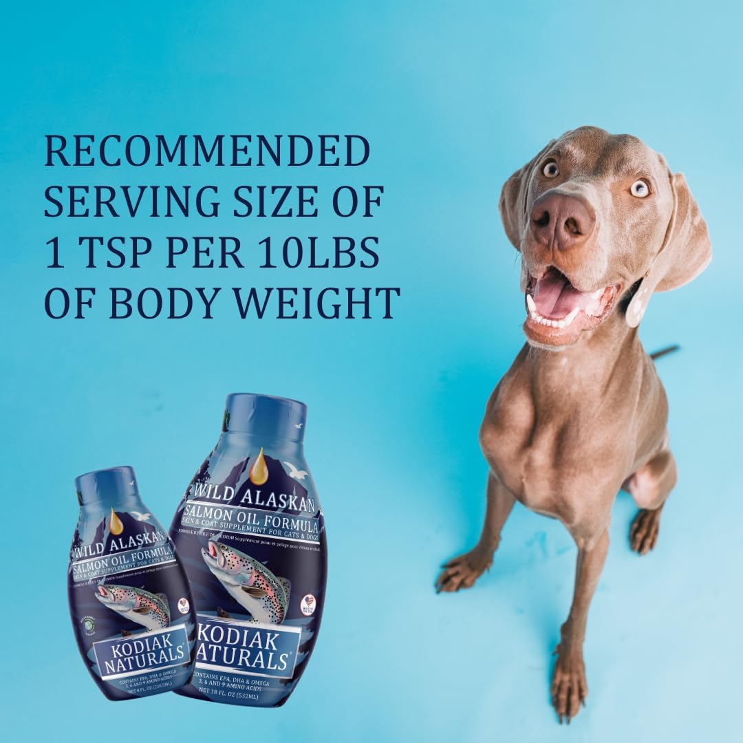 Human grade wild Alaskan salmon oil blend containing EPA and DHA fatty acids for pet joint care.