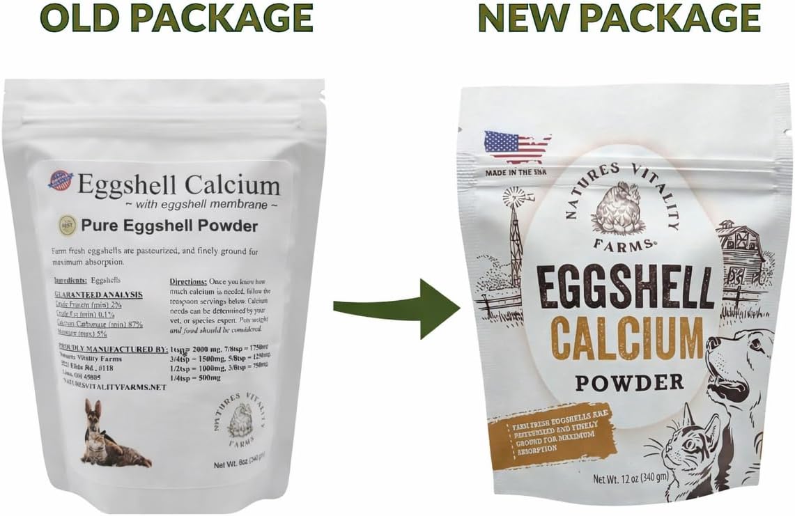 Natures Vitality Farms pet calcium supplement bag label