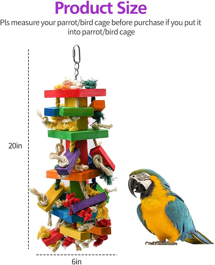Stainless steel hook detail on top of RUBY.Q large macaw bird toy.