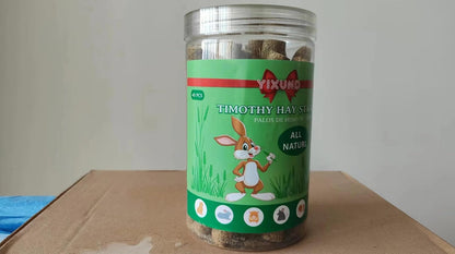 YIXUND organic timothy grass chew sticks stored in clear fresh packaging