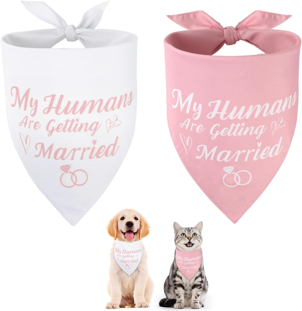 SZEE Engagement Gifts for Couples, 2 Pack My Humans are Getting Married Dog Bandanas, Wedding or Bridal Shower Gifts for Bride, Dog Wedding Bandanas, Engagement Party Decorations (White & Black, L) - Image 11