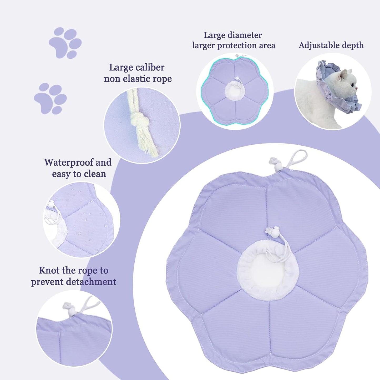 Pet protective collar showing extended diameter for wound healing